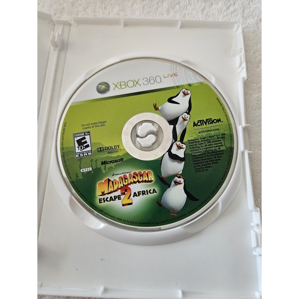 Madagascar: Escape 2 Africa (Microsoft Xbox 360) Disc In Generic Case. No Manual